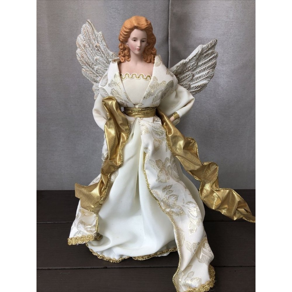 Christmas Angel Tree Top 13” Ivory Gold